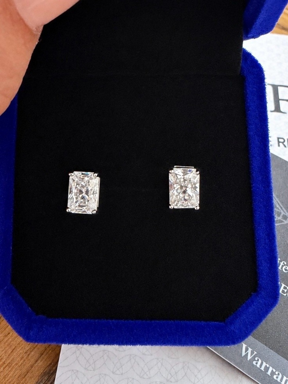Moissanite Radiant Cut Silver Studs 1CT